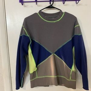 Color block sweater (blue, yellow, grey)